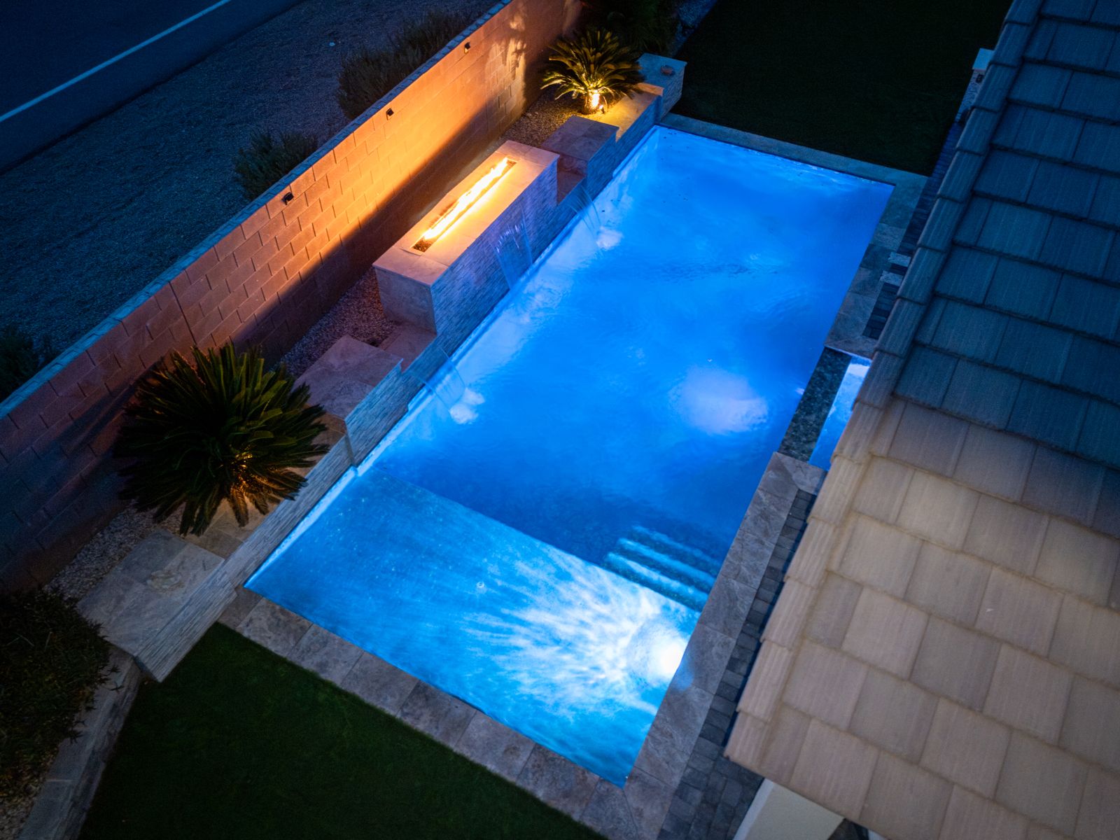 Estate pool with cascading waterfalls and fire features — Pools R Us Arizona